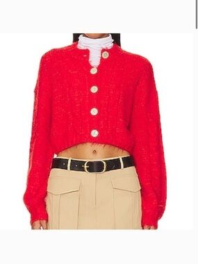 Free people willow cropped cardigan in red. New. Size small.
